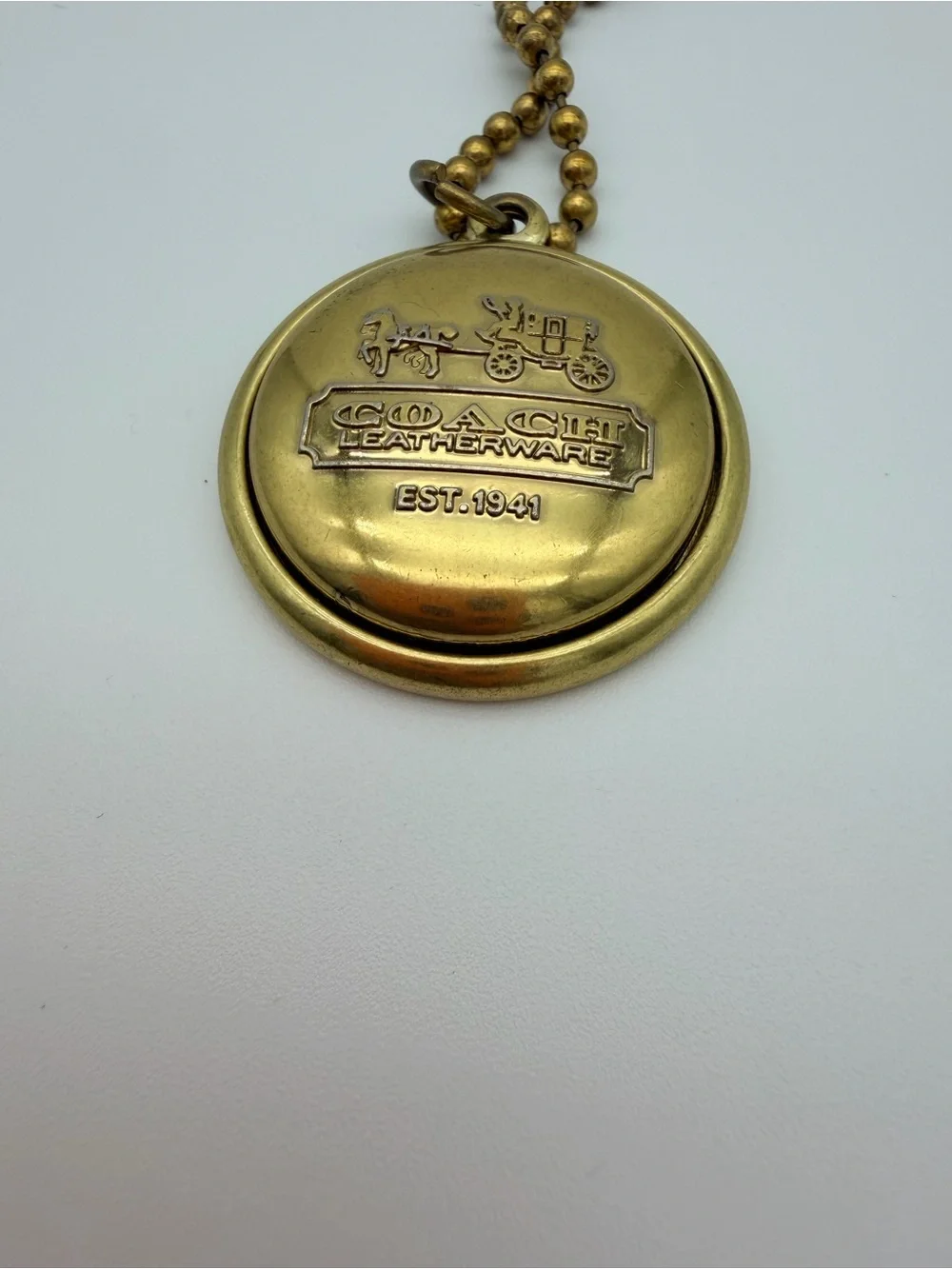 COACH Charm Medallion Brass Horse and Carriage Vintage 5” Nice Patina